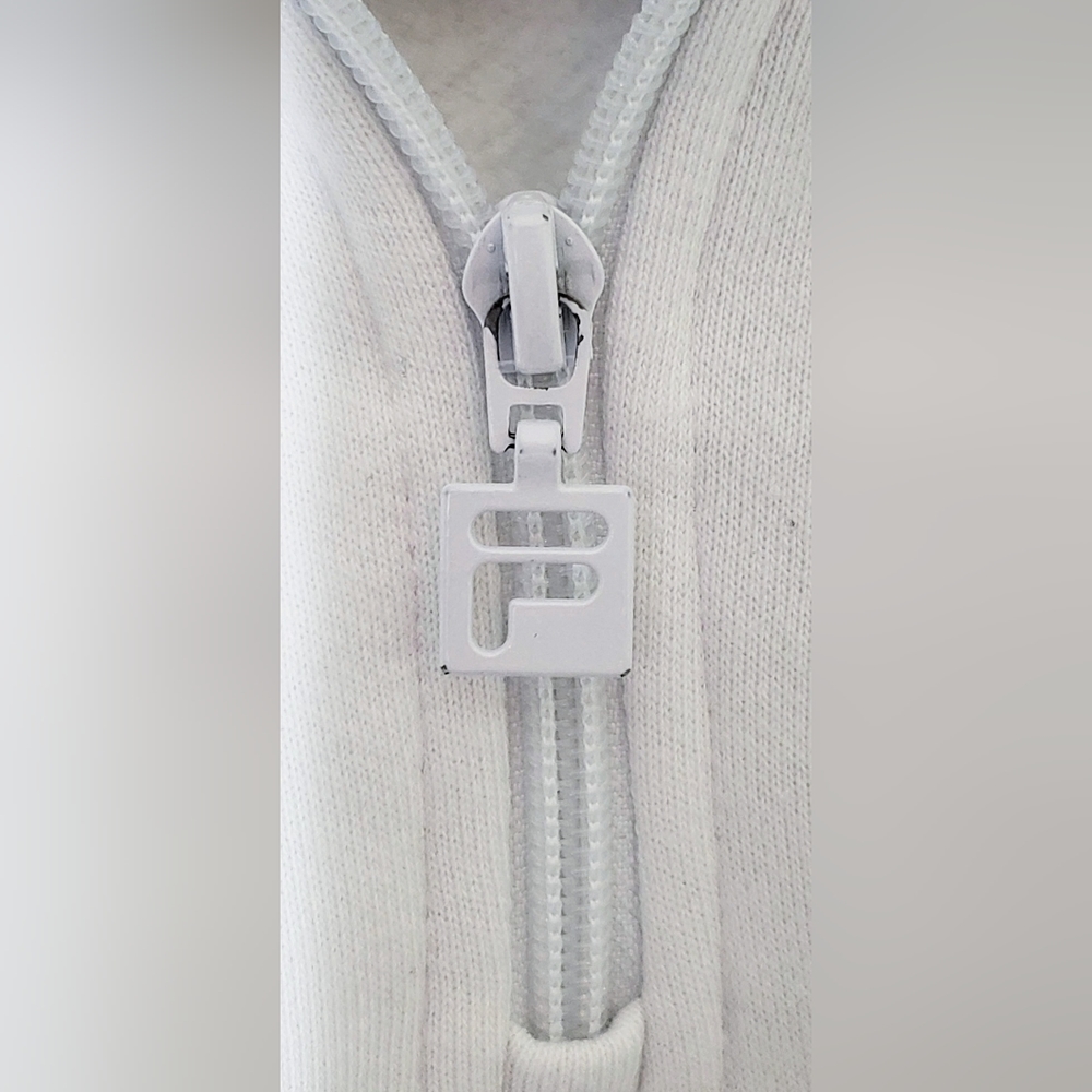 Fila Ladies' 1/4 Zip Fleece Pullover Sweatshirt, White/Navy Large - Picture 13 of 14